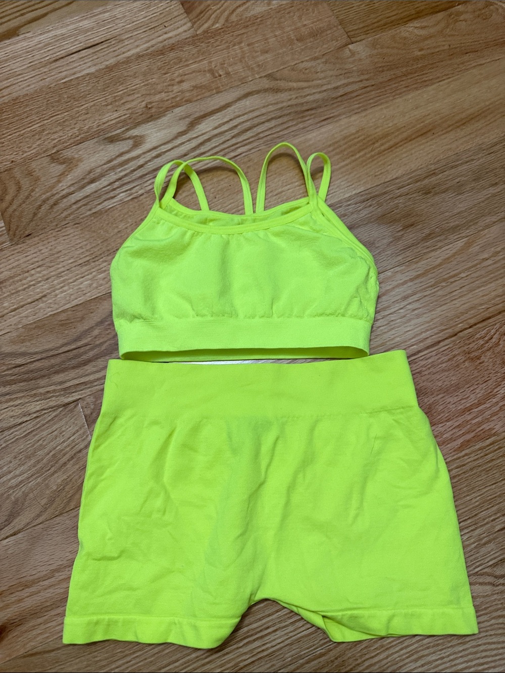 Girls Neon Lime Active Crop Top & Shorts Set